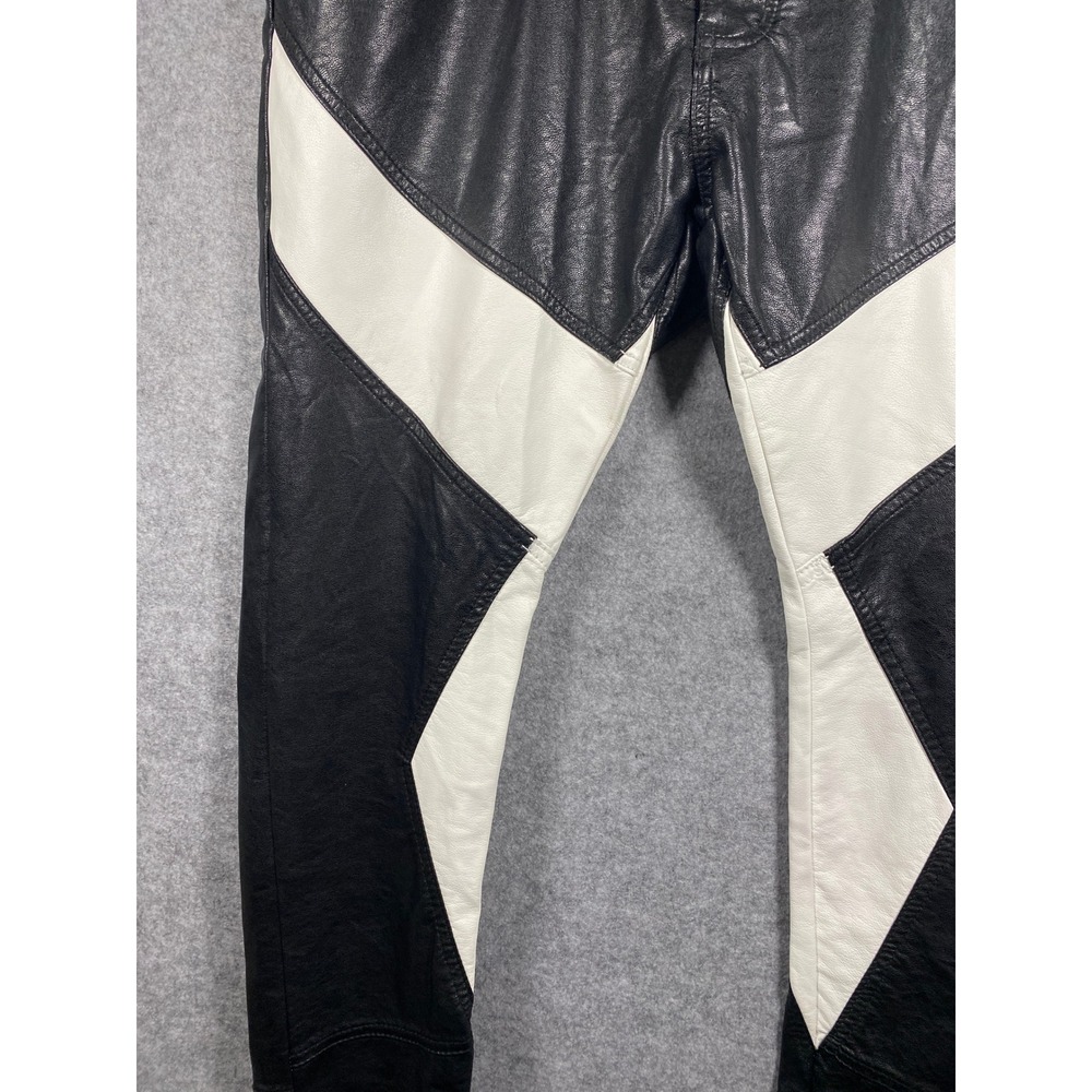 MNML Mens Black White Faux Leather Colorblock Tapered Pants Size 38 Streetwear - Picture 3 of 10